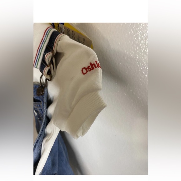 Vintage Oshkosh B Gosh White Polo w/ Matching Vest Back Overall Size 12 Months - Picture 3 of 9